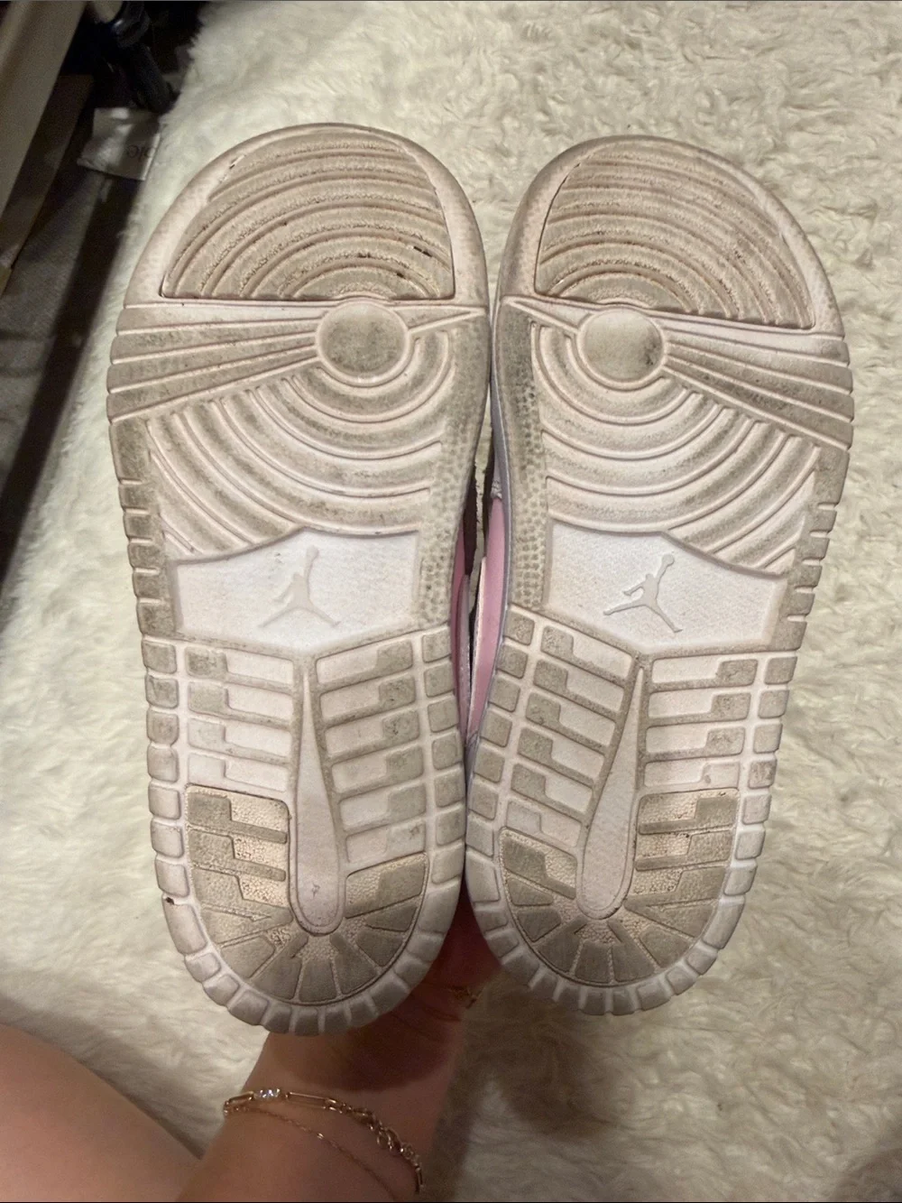 Kids Pink and White Jordan Sneakers